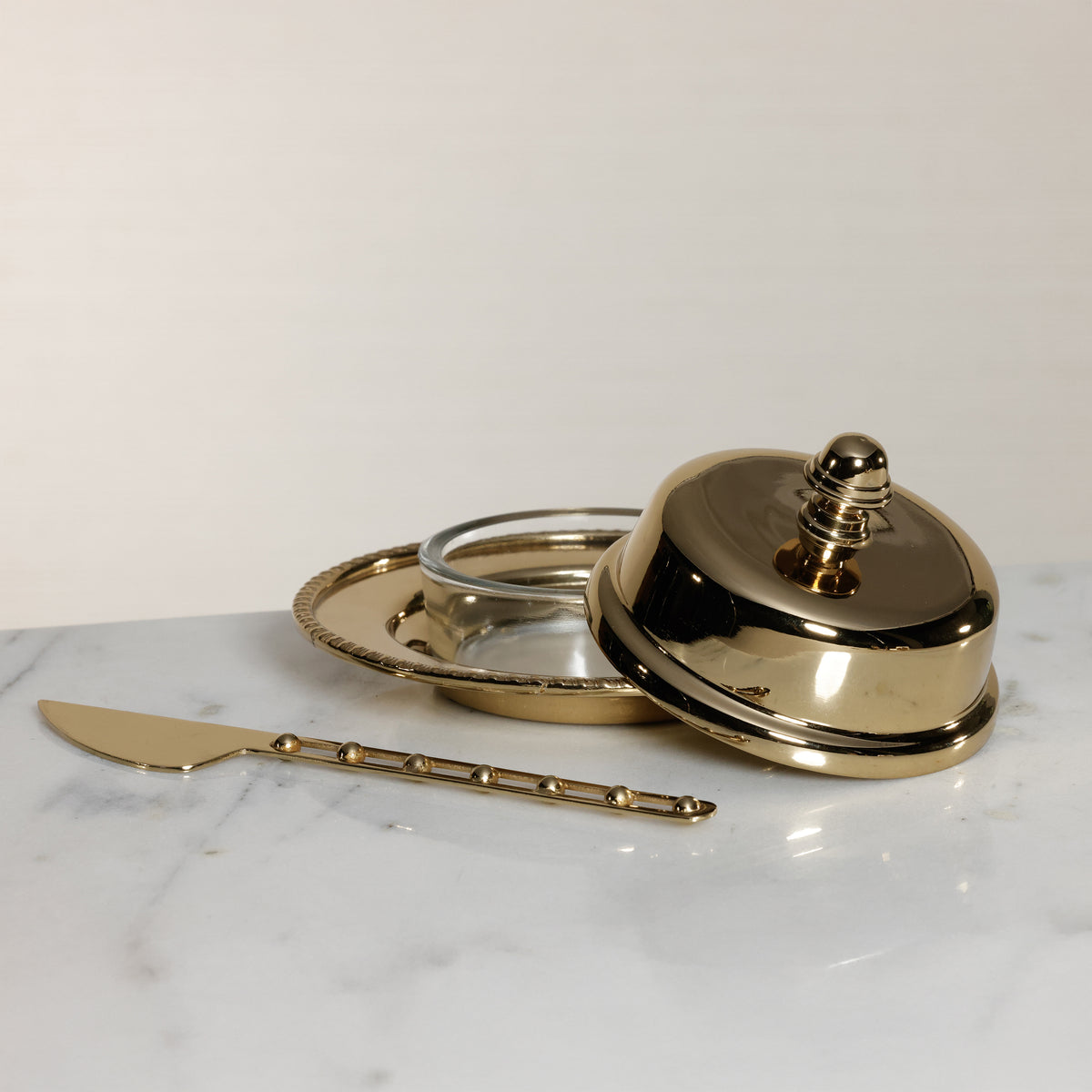 Zodax Parisian Butter Dish with Cover and Glass Insert - Gold