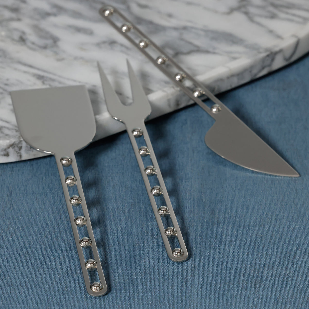 Zodax Córdoba Stainless Steel Cheese Knife Set, Set of 3 - Nickel