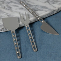 Zodax Córdoba Stainless Steel Cheese Knife Set, Set of 3 - Nickel
