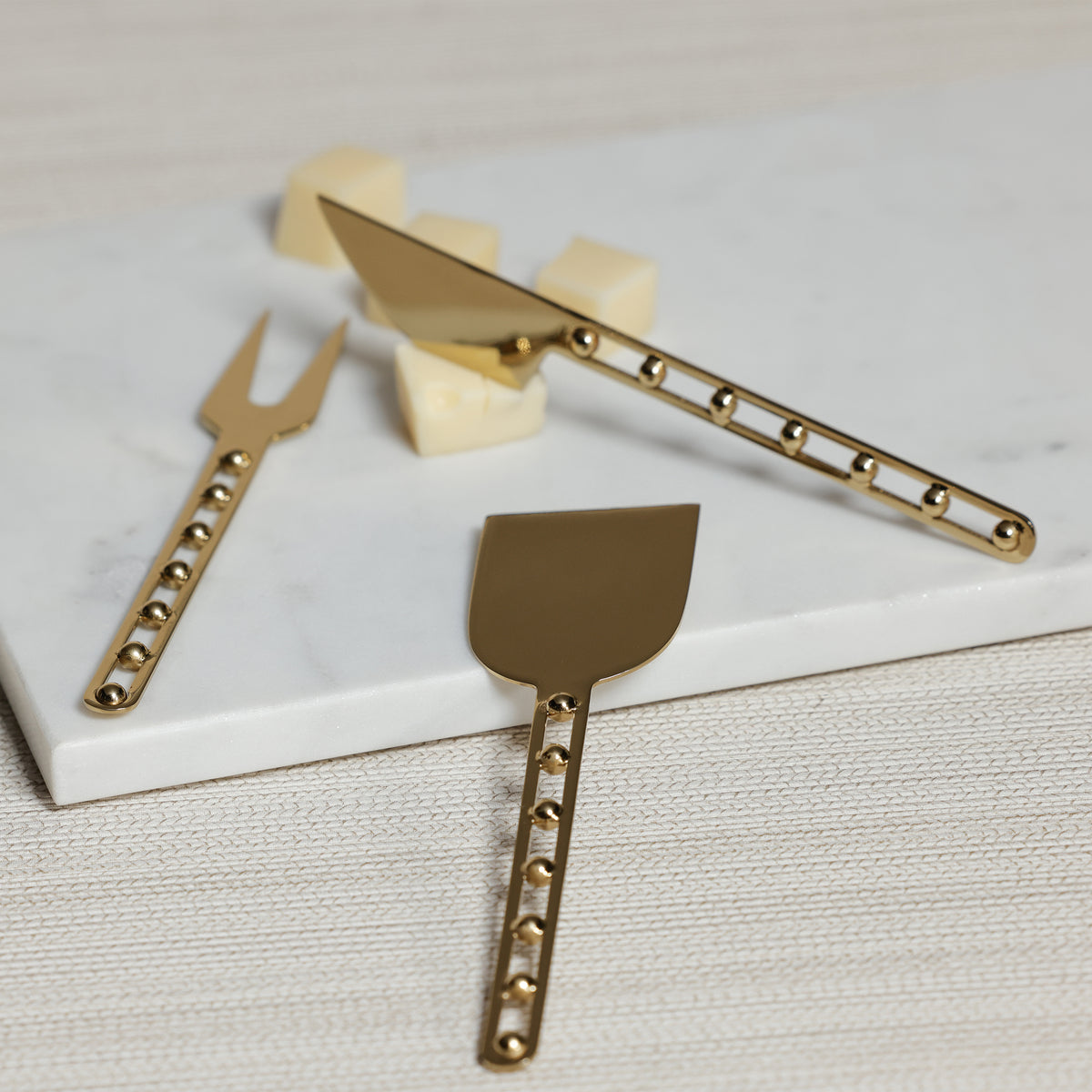 Zodax Córdoba Stainless Steel Cheese Knife Set, Set of 3 - Gold