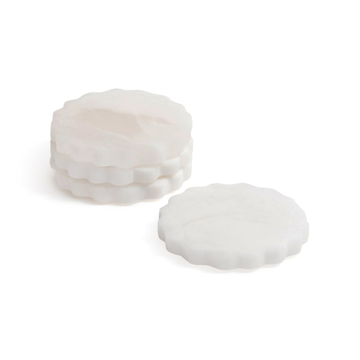 White silicone washers on a white background