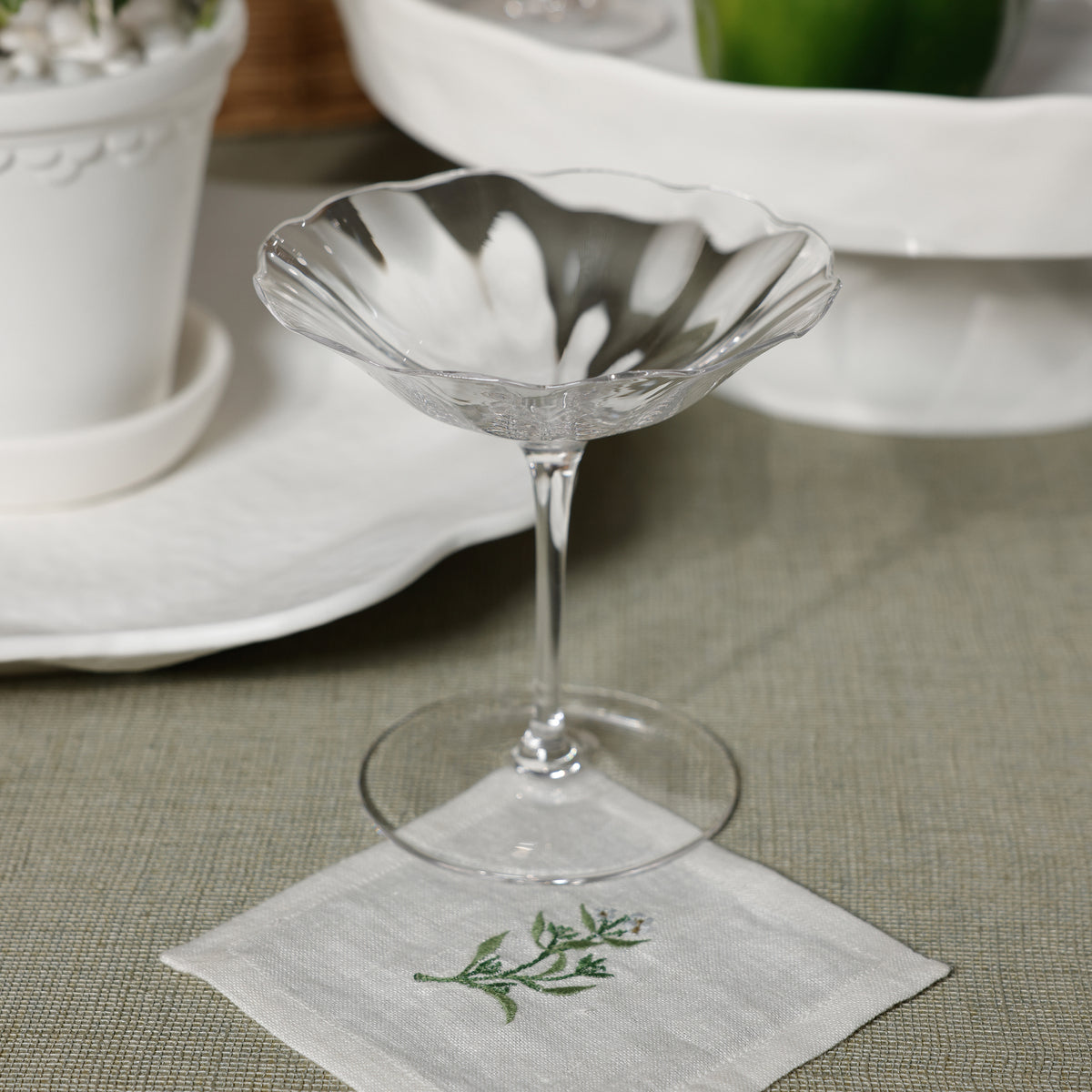 Zodax Embroidered Linen Cocktail Napkins, Set of 6