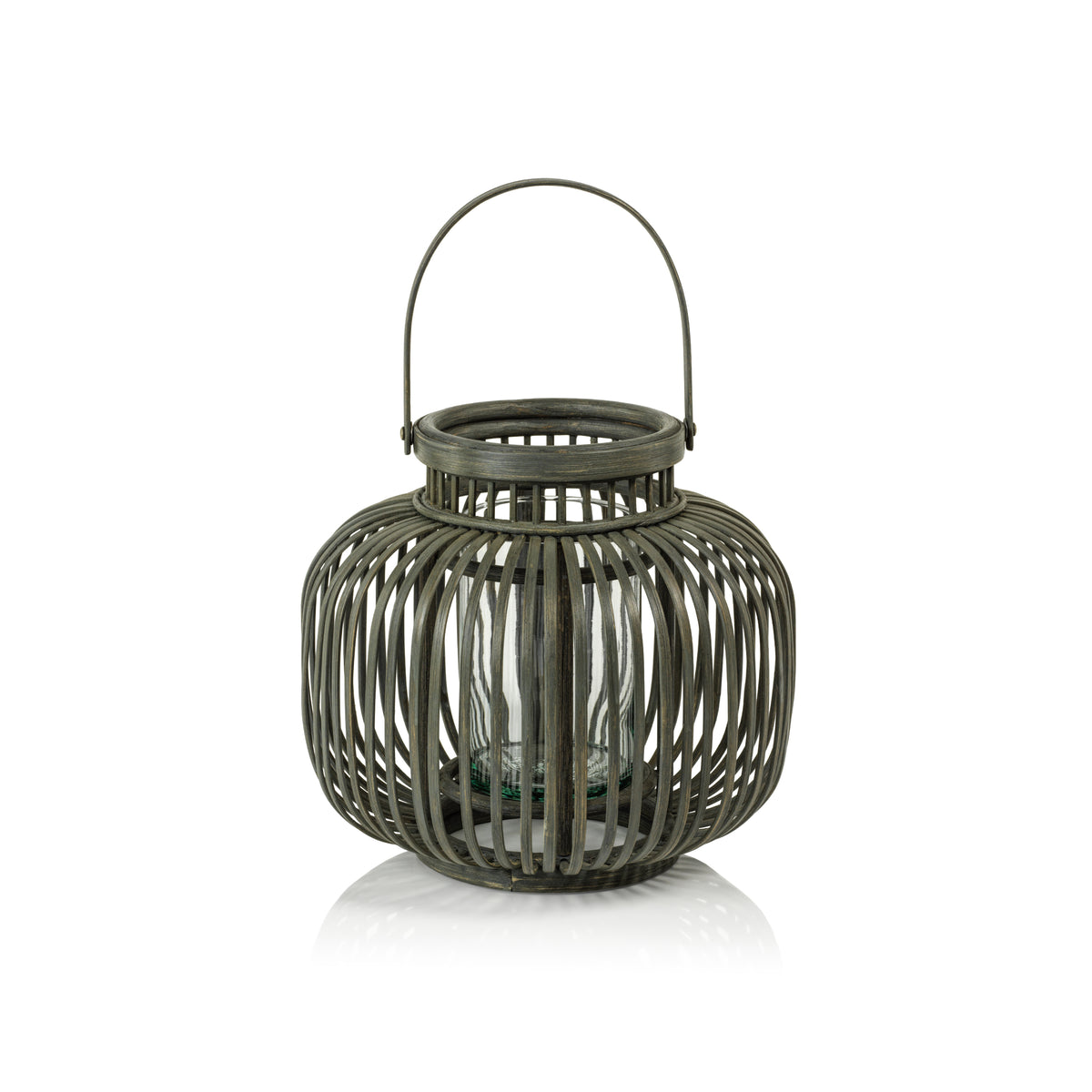 Zodax Dumai Gray Bamboo Decorative Lantern, Small