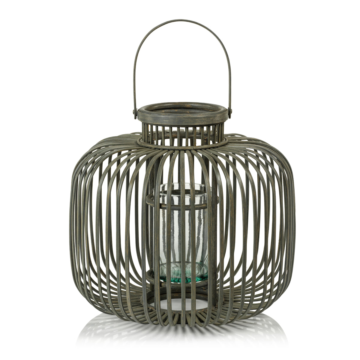 Zodax Dumai Gray Bamboo Decorative Lantern, Large