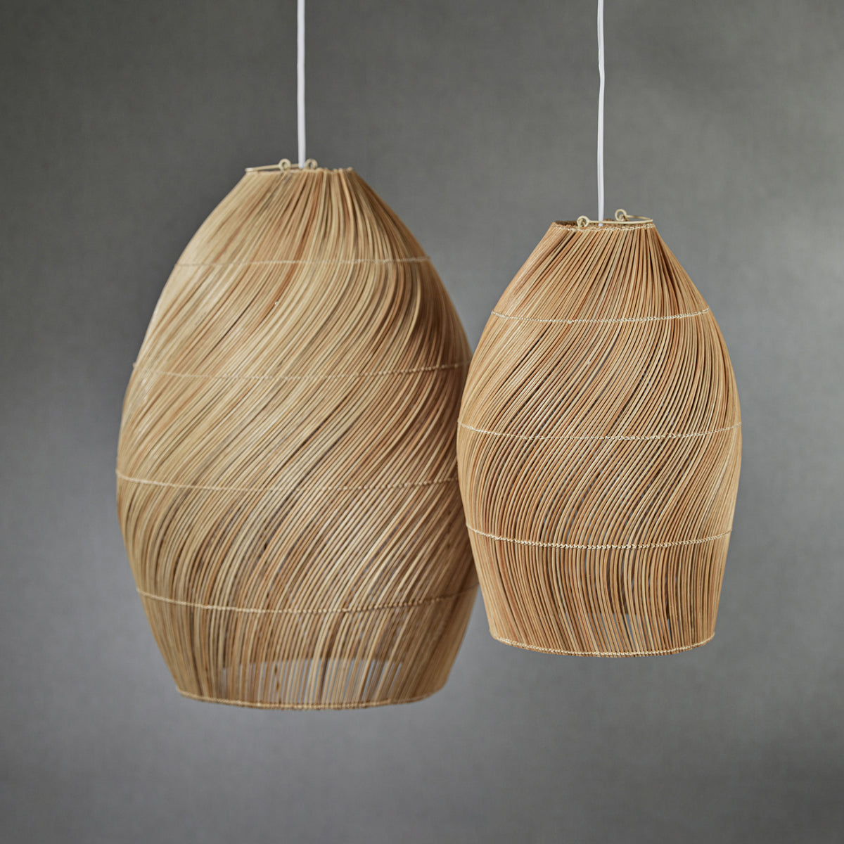 Zodax Marcel Spiral Rattan Pendant Lamp, 14" x 21"