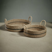 Zodax Cadiz Abaca Basket Trays with Black Accent, Set of 2