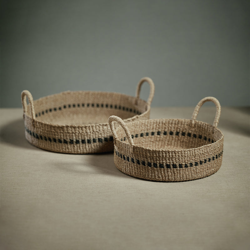 Zodax Cadiz Abaca Basket Trays with Black Accent, Set of 2