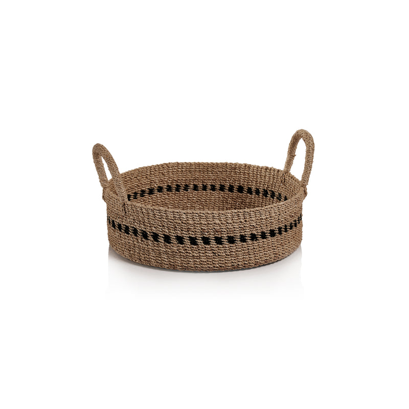 Zodax Cadiz Abaca Basket Trays with Black Accent, Set of 2