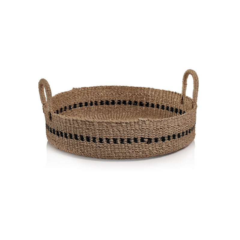 Zodax Cadiz Abaca Basket Trays with Black Accent, Set of 2