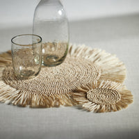 Zodax Balmy Fringed Palm Raffia Coasters, Set of 12