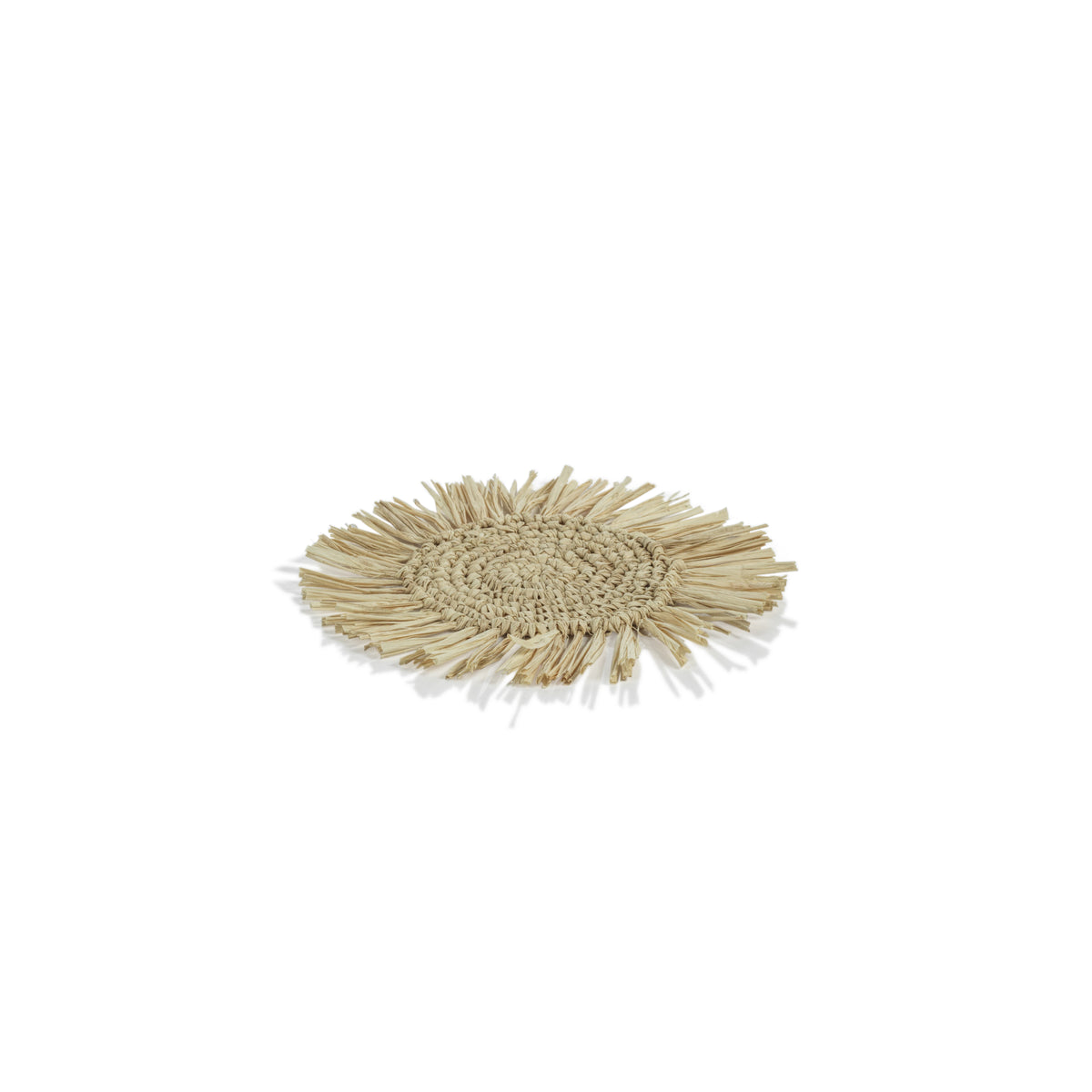 Zodax Balmy Fringed Palm Raffia Coasters, Set of 12