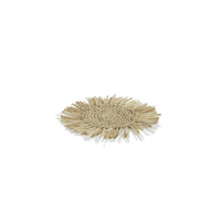 Zodax Balmy Fringed Palm Raffia Coasters, Set of 12