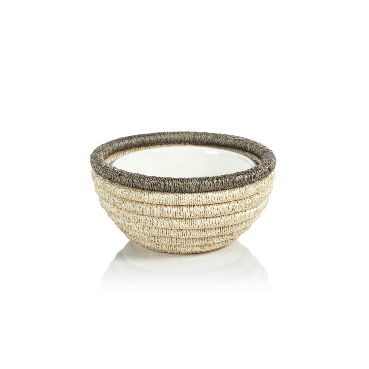 Zodax Matera 6.25"Coiled Abaca Condiment Bowls, Taupe, Set of 6