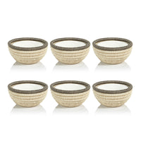 Zodax Matera 6.25"Coiled Abaca Condiment Bowls, Taupe, Set of 6