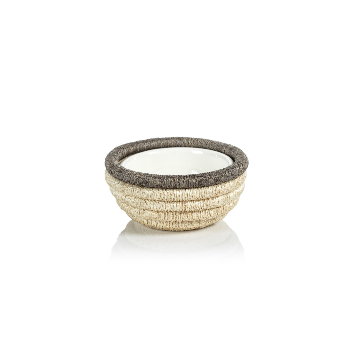 Zodax Matera 5.25"Coiled Abaca Condiment Bowls, Taupe, Set of 6