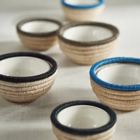 Zodax Matera 5.25"Coiled Abaca Condiment Bowls, Black, Set of 6