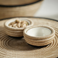 Zodax Matera Coiled Abaca 2-Section Condiment Bowls, Set of 4