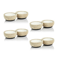 Zodax Matera Coiled Abaca 2-Section Condiment Bowls, Set of 4