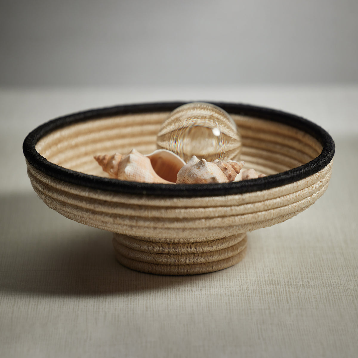 Zodax Matera 12.5" Diameter Coiled Abaca Footed Small Bowl
