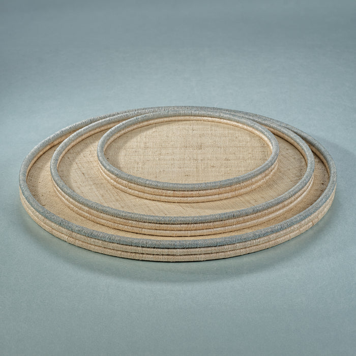 Zodax Laloma Coiled Rattan & Abaca Serving Tray, Small,  Round