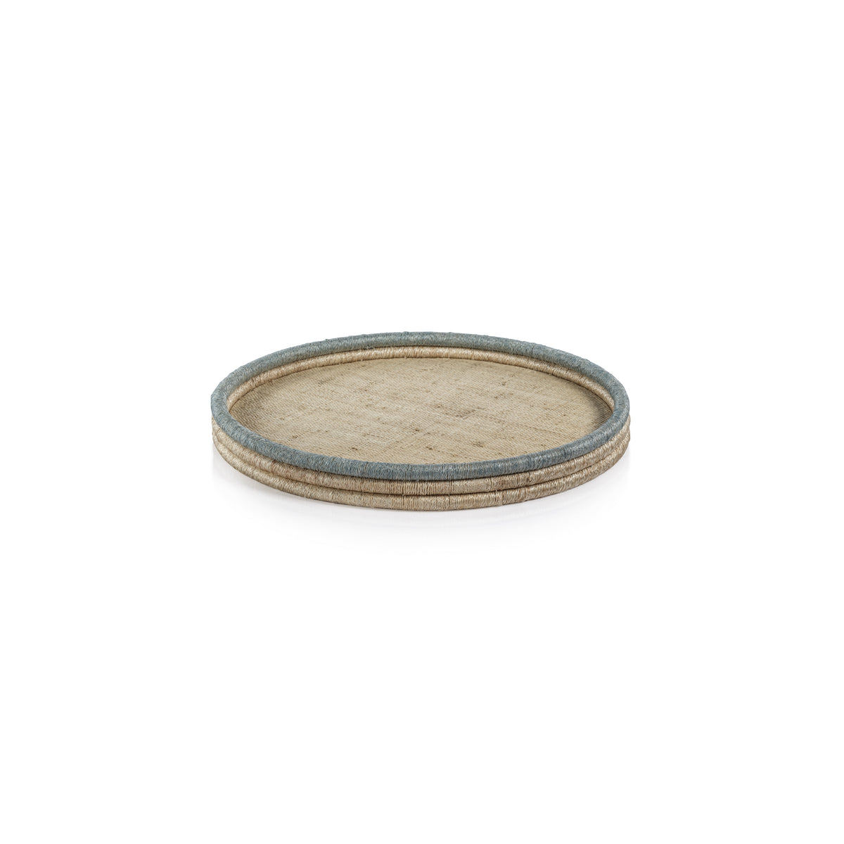 Zodax Laloma Coiled Rattan & Abaca Serving Tray, Small,  Round
