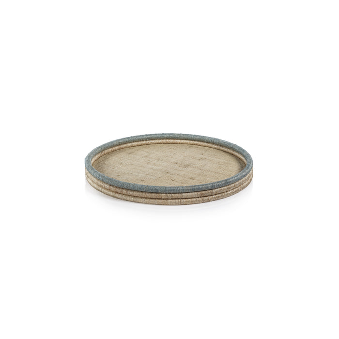 Zodax Laloma Coiled Rattan & Abaca Serving Tray, Small,  Round