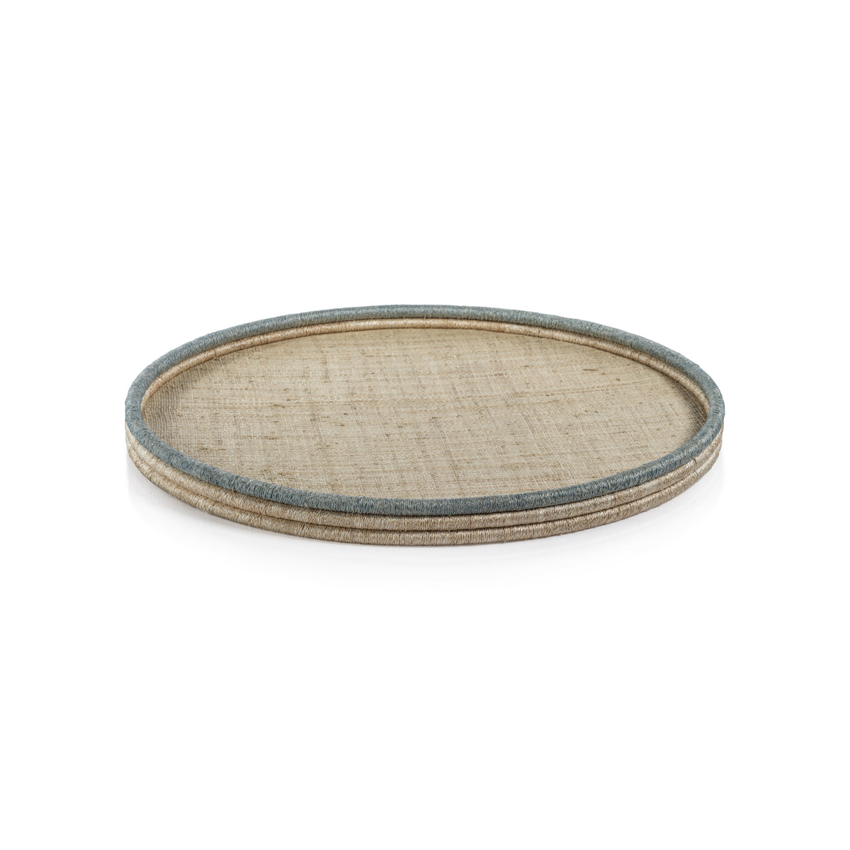 Zodax Laloma Coiled Rattan & Abaca Serving Tray, Medium,  Round