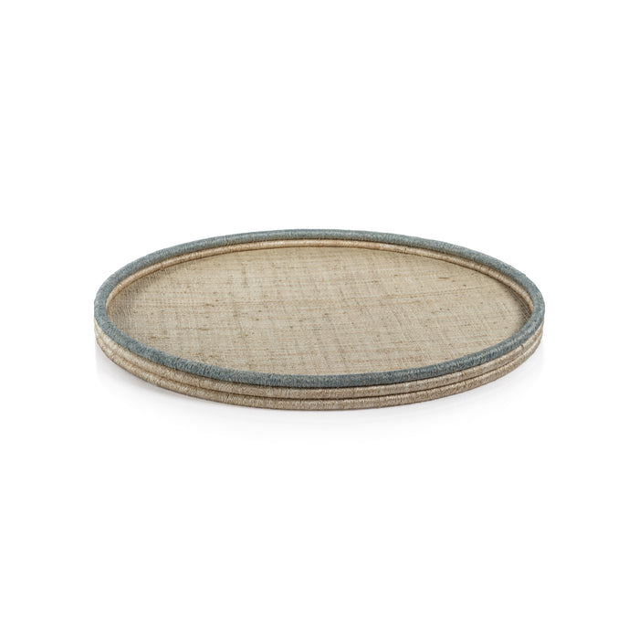 Zodax Laloma Coiled Rattan & Abaca Serving Tray, Medium,  Round