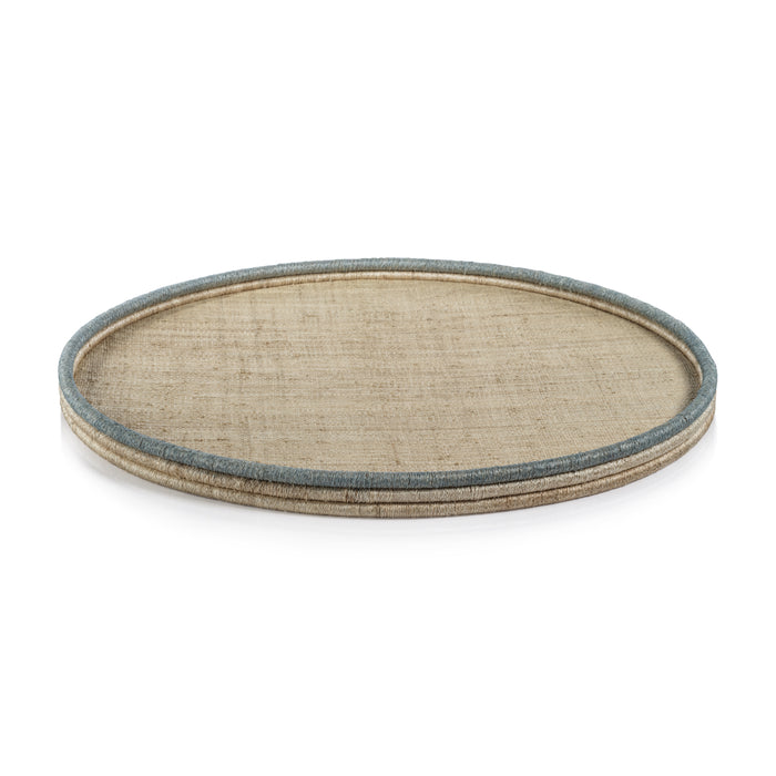 Zodax Laloma Coiled Rattan & Abaca Serving Tray, Large,  Round