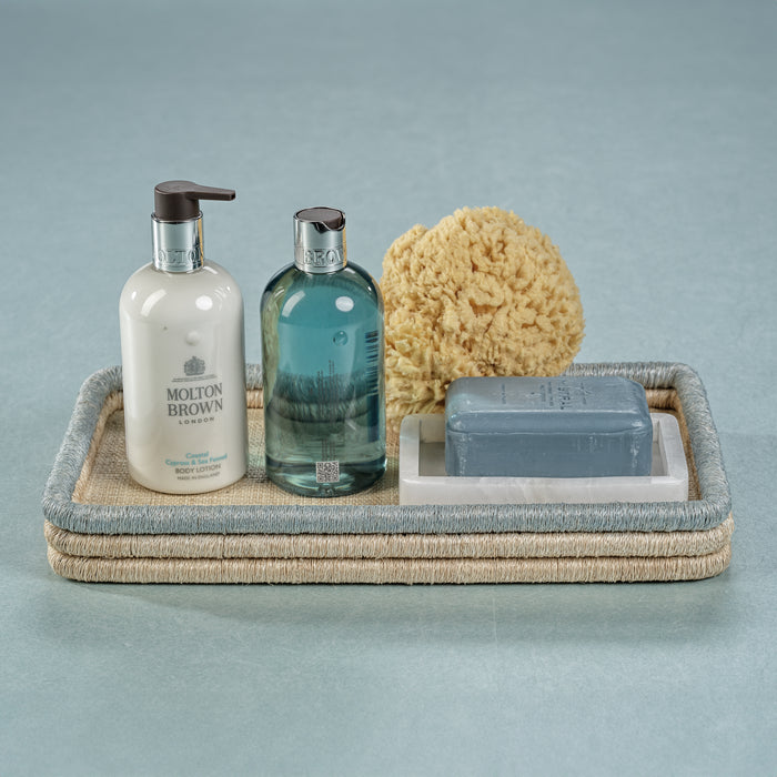 Zodax Laloma Coiled Rattan & Abaca Serving Tray, Small,  Rectangle