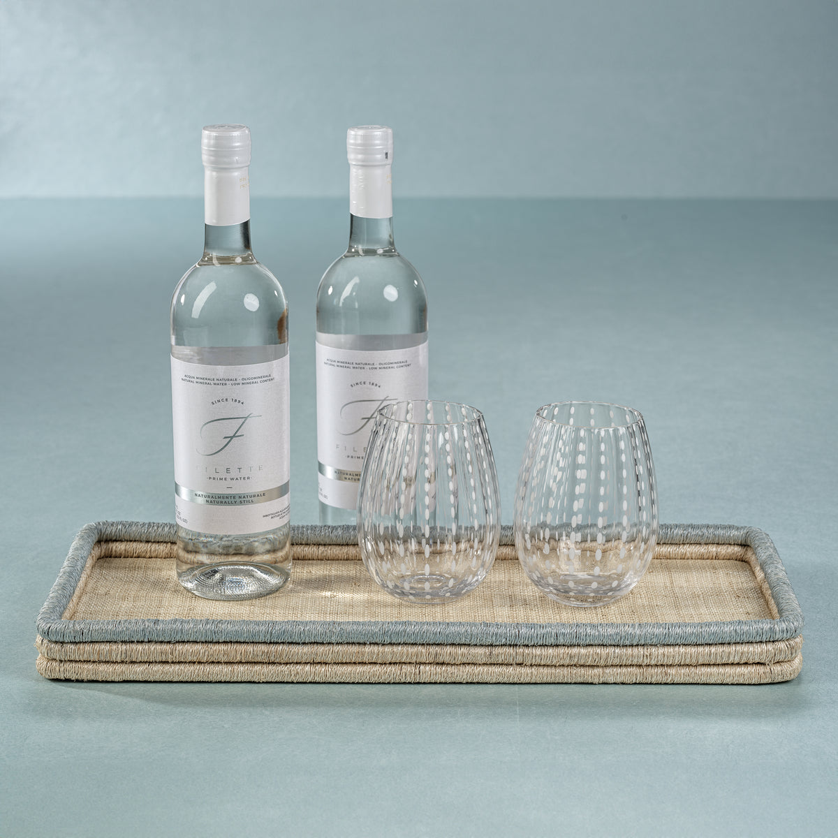 Zodax Laloma Coiled Rattan & Abaca Serving Tray, Medium,  Rectangle