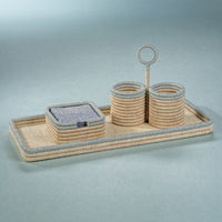 Zodax Laloma Coiled Rattan & Abaca Serving Tray, Large,  Rectangle