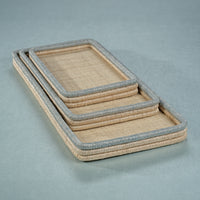 Zodax Laloma Coiled Rattan & Abaca Serving Tray, Large,  Rectangle