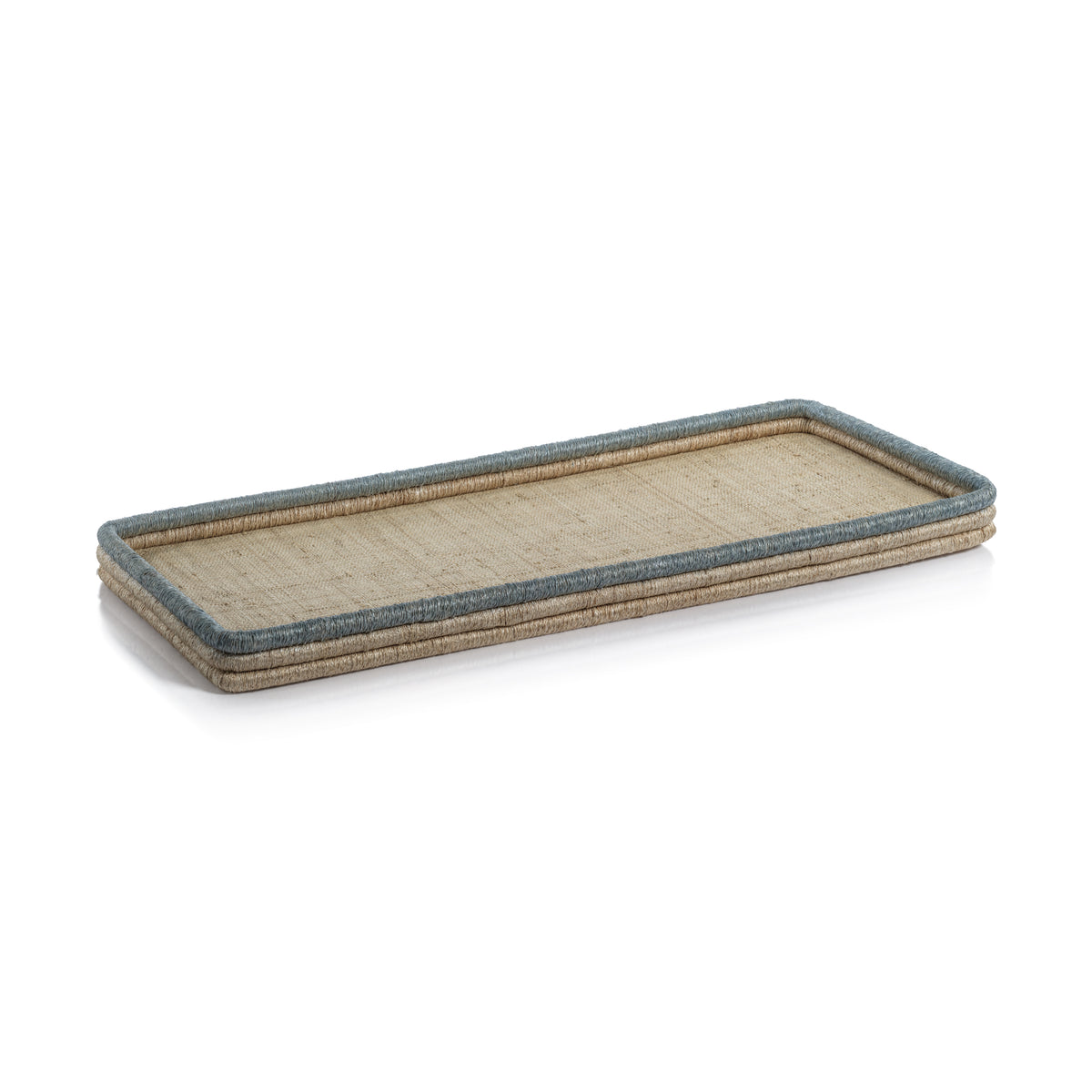 Zodax Laloma Coiled Rattan & Abaca Serving Tray, Large,  Rectangle