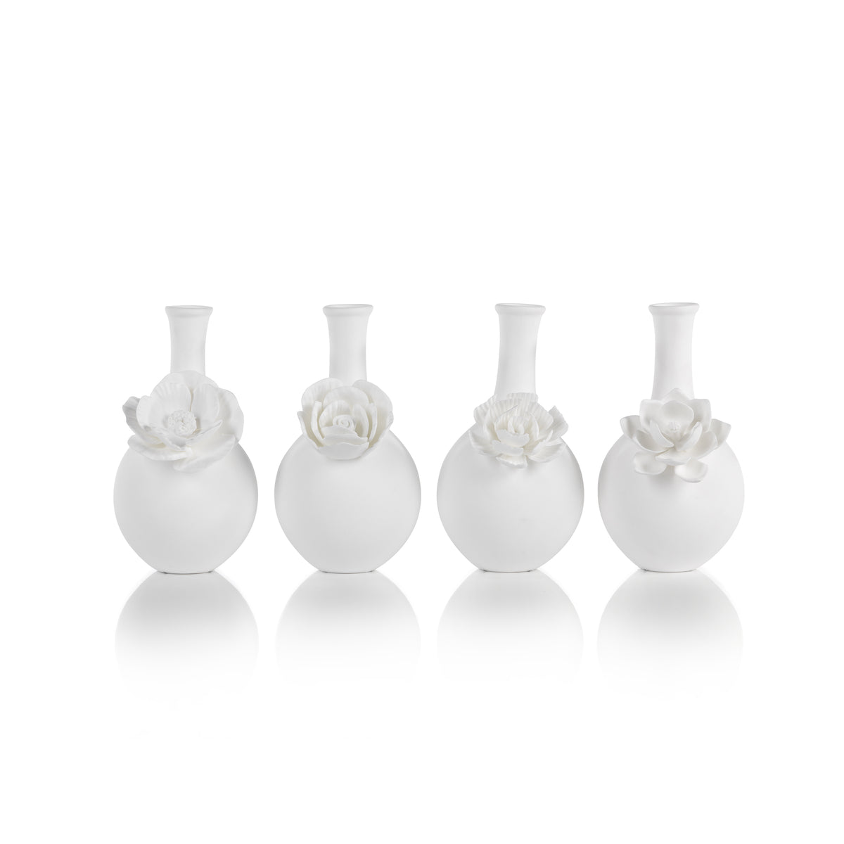 Zodax 4-Piece Cameo Long Neck Porcelain Bud Vase Set