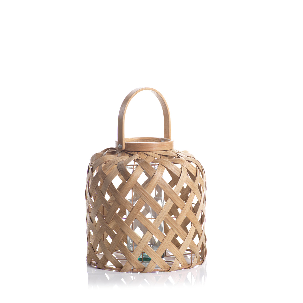 Zodax Samar 13" Tall Flatcore Rattan Decorative Lantern