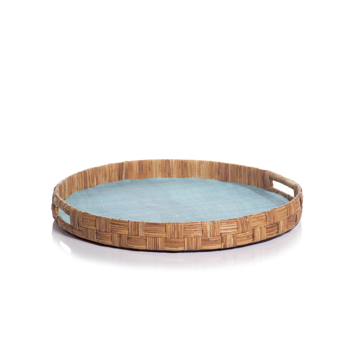 Zodax Galera 20" Round Abaca Silk Woven Cane Tray
