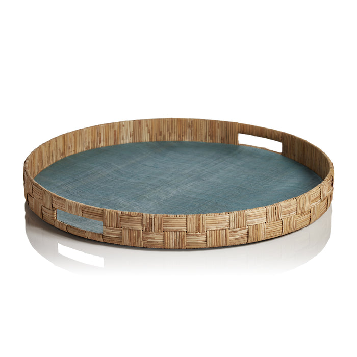 Zodax Galera 20" Round Abaca Silk Woven Cane Tray