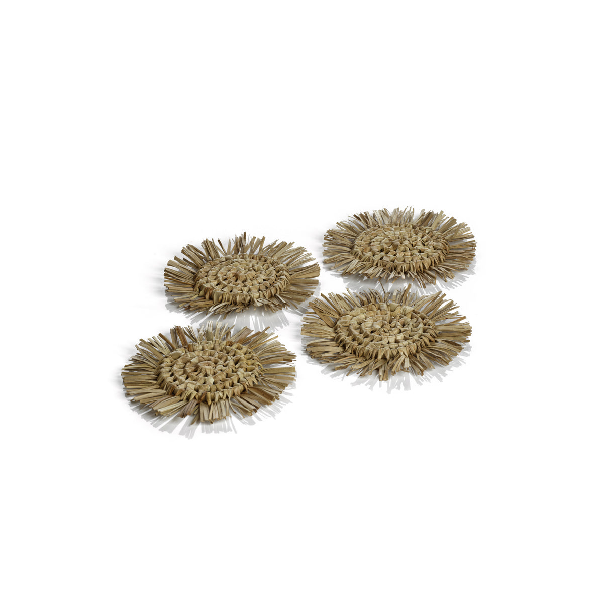 Zodax 4-Piece Set Balmy Pandan Fringed Coaster, Case of 6