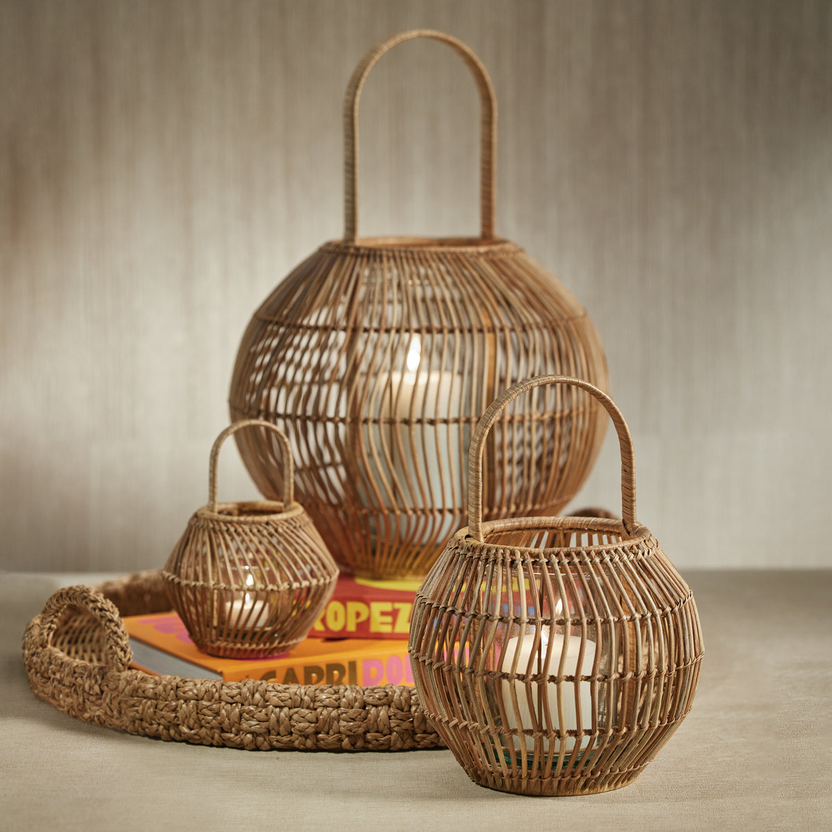 Zodax Teramo Rattan Woven Decorative Lantern, Large