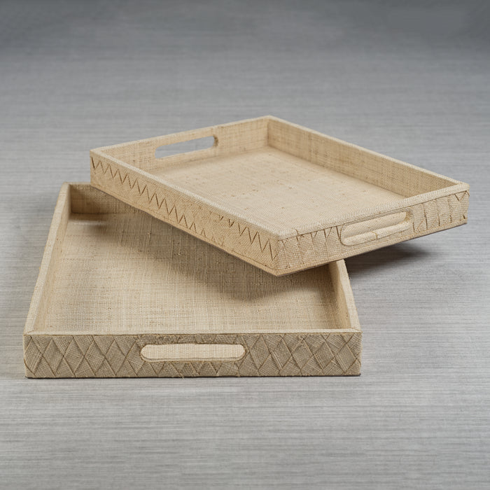Zodax Lazarev Woven Raffia Serving Tray, Small