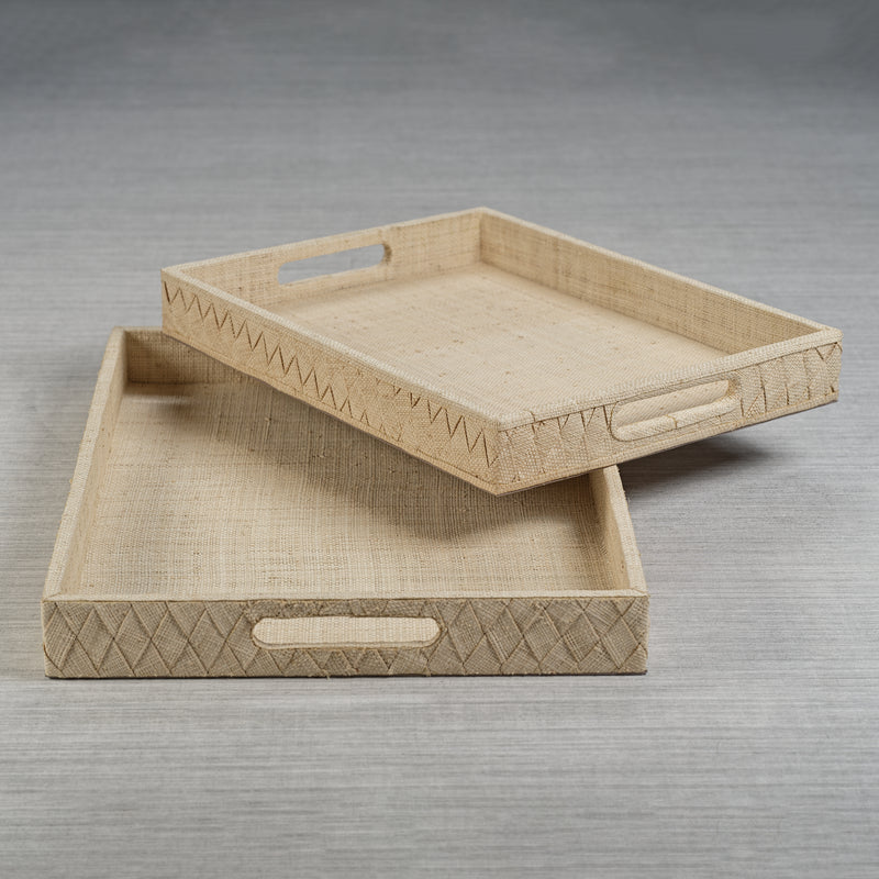 Zodax Lazarev Woven Raffia Serving Tray, Small