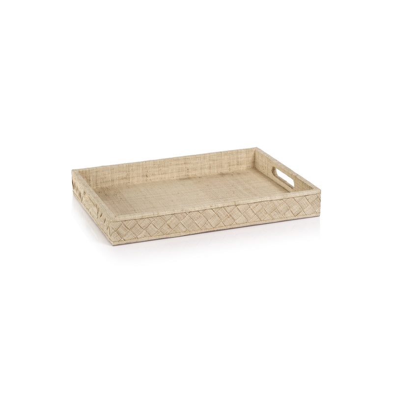 Zodax Lazarev Woven Raffia Serving Tray, Small