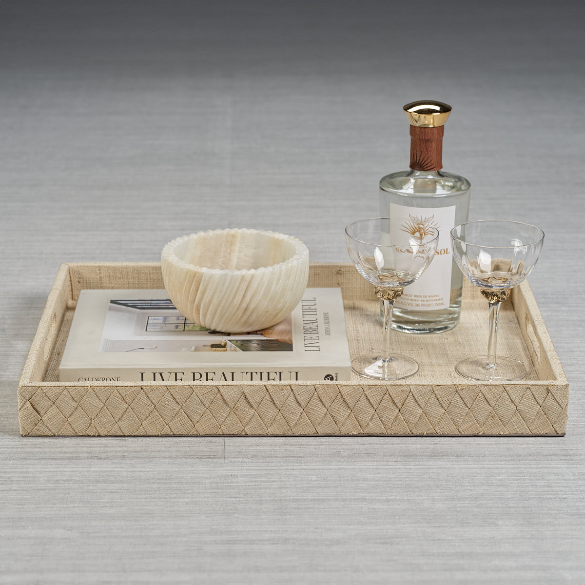 Zodax Lazarev Woven Raffia Serving Tray, Large