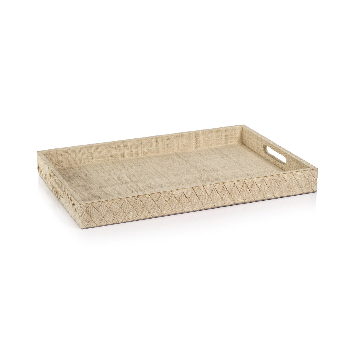 Zodax Lazarev Woven Raffia Serving Tray, Large