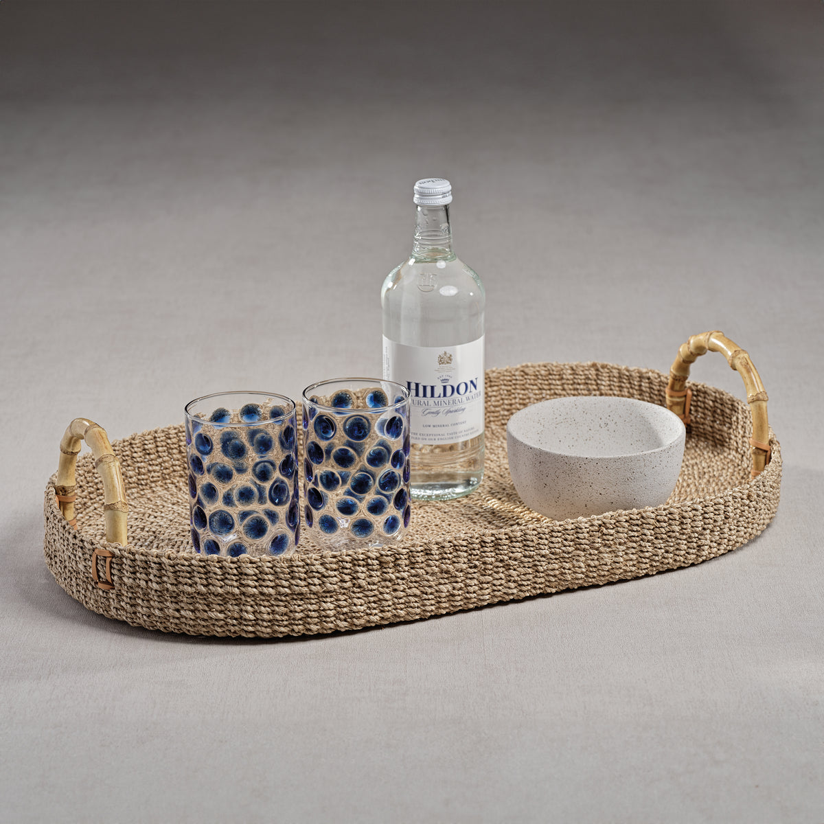 Zodax Timor Multipurpose Abaca Tray with Bamboo Handles, Medium