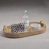 Zodax Timor Multipurpose Abaca Tray with Bamboo Handles, Medium