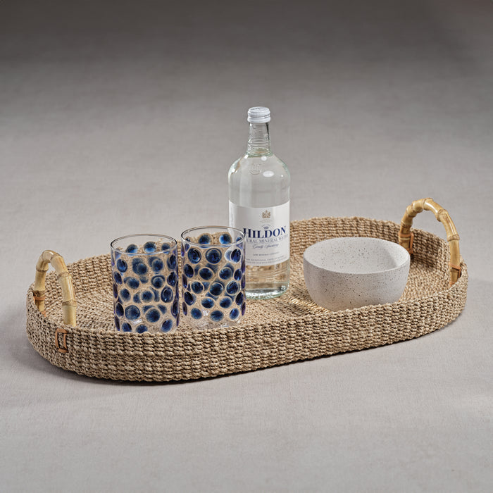 Zodax Timor Multipurpose Abaca Tray with Bamboo Handles, Medium
