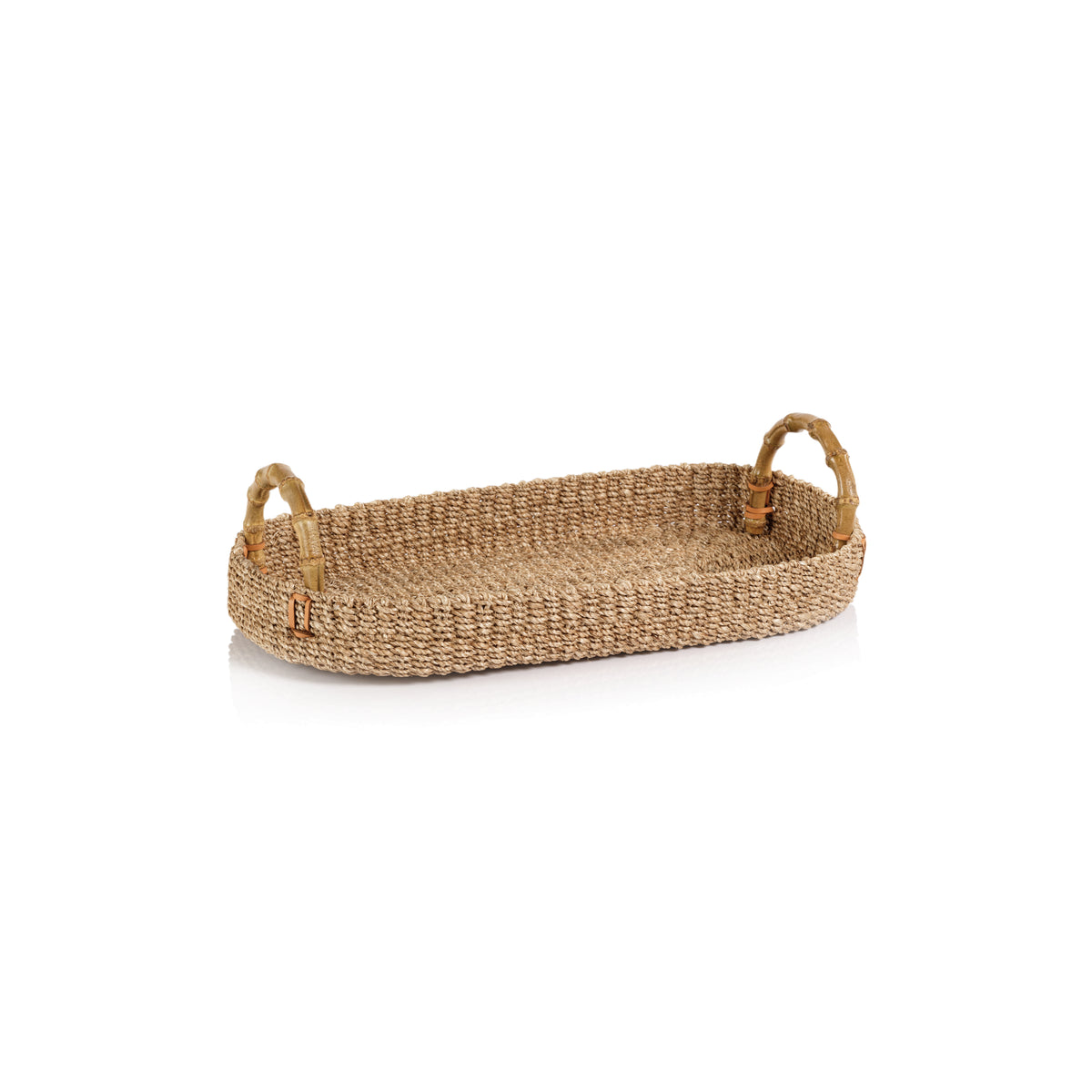 Zodax Timor Multipurpose Abaca Tray with Bamboo Handles, Medium