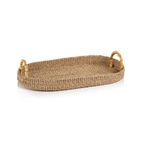 Zodax Timor Multipurpose Abaca Tray with Bamboo Handles, Large